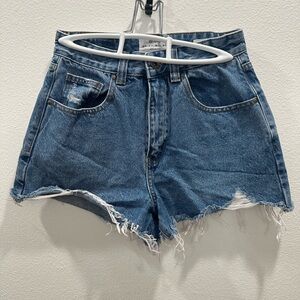 Cotton On High rise mom shorts Distressed Blue Jean Shorts size 4